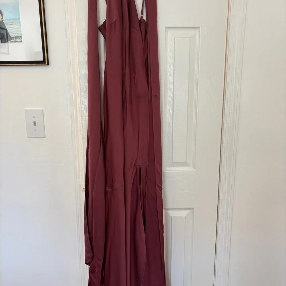 Azazie Mauve Halter and Tiered Wedding Dresses - Picture 2 of 3